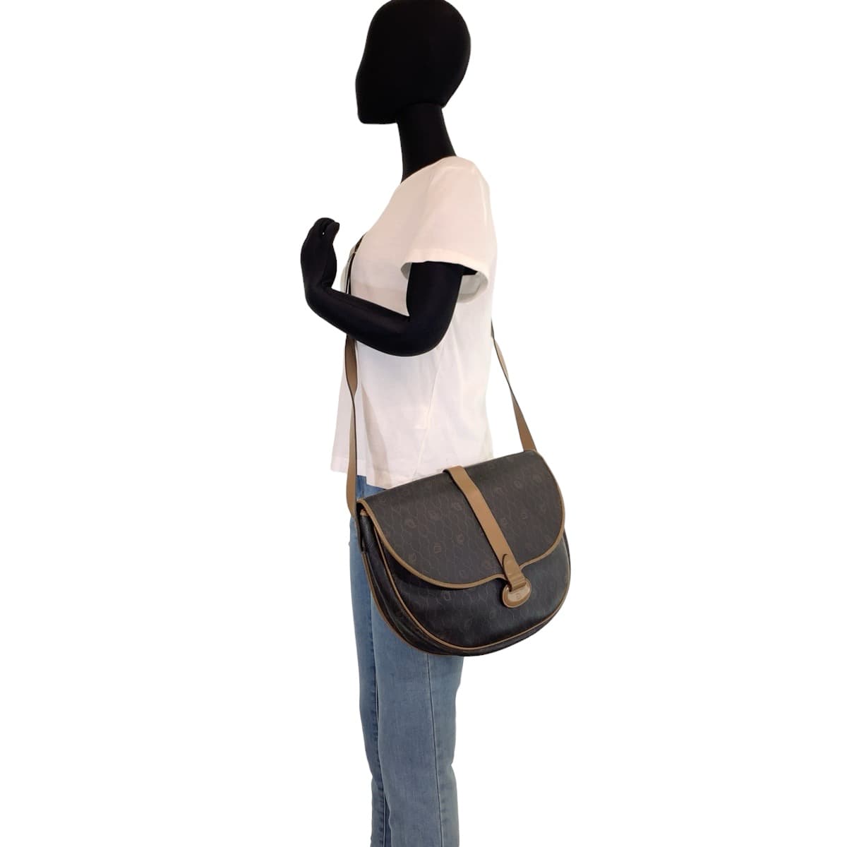 Dior Christian Shoulder Bag Shoulder Back Pochette Honeycomb Leather Brown
