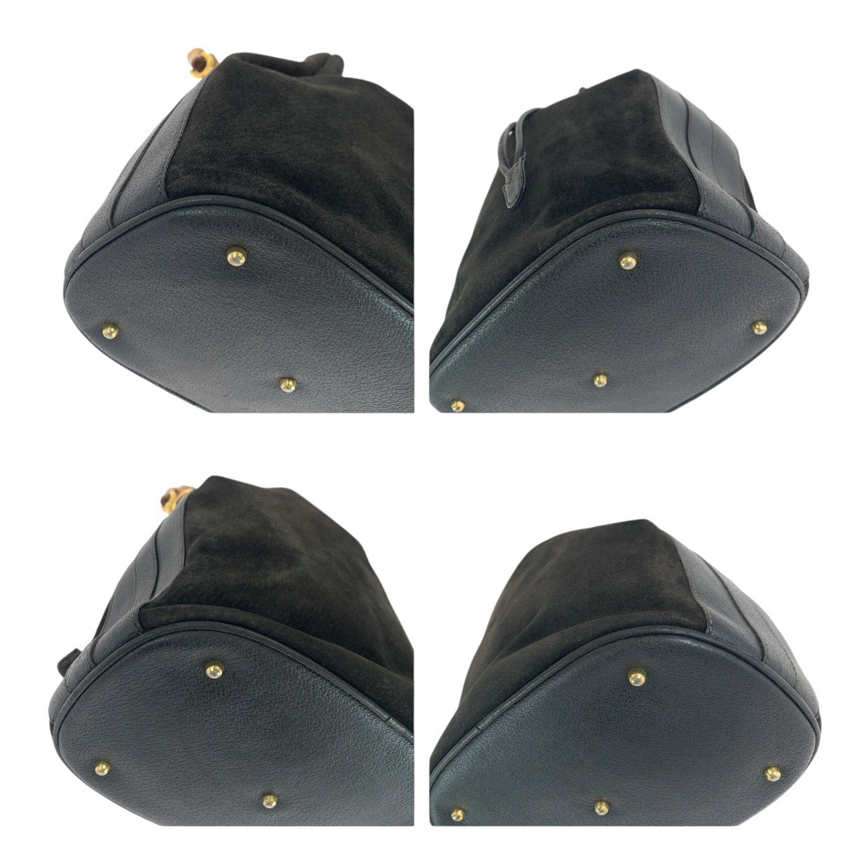 Gucci Bamboo Handbag Leather Suede Travel Bag
