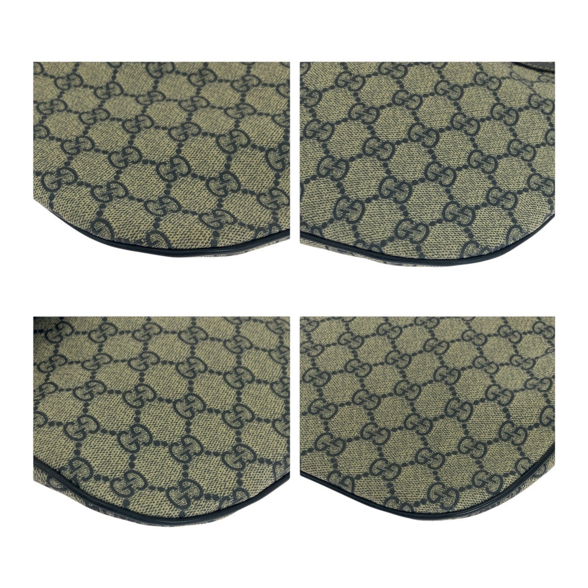 Gucci GG Supreme SilverMetal Canvas Beige Navy Shoulder Bag