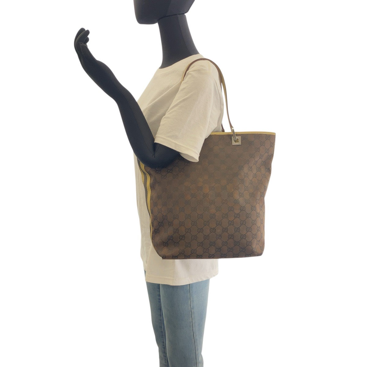 Gucci GG , SilverMetal Leather Canvas Brown Multicolor Shoulder Bag