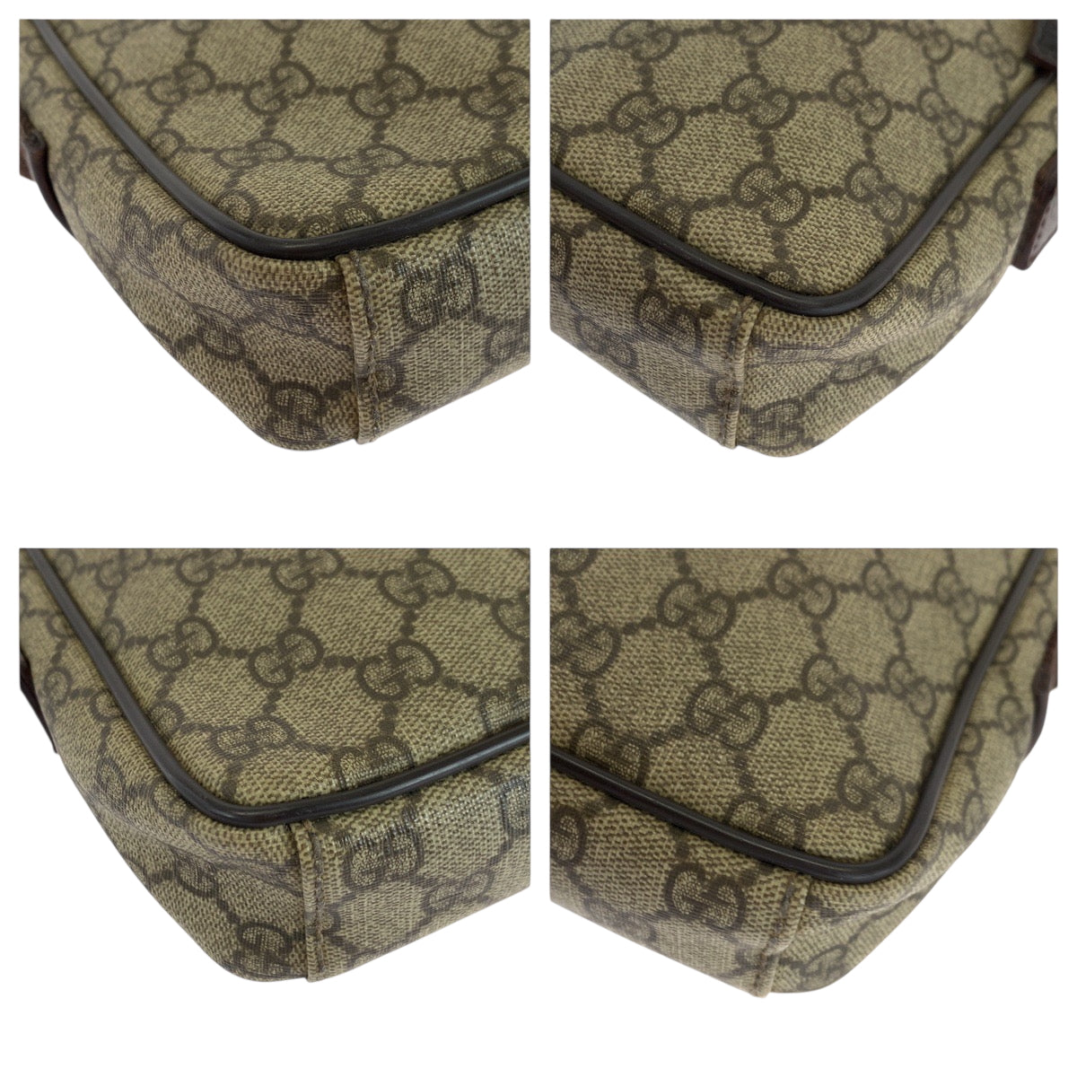 Gucci GG Supreme SilverMetal pochette Canvas Brown Beige Shoulder Bag