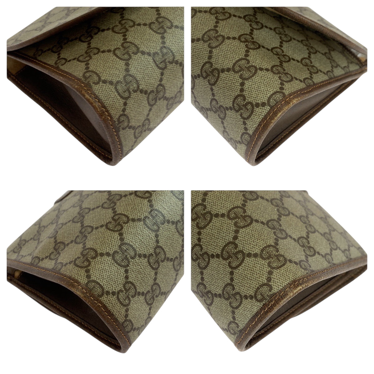 Gucci 156 01 030 GG Supreme Canvas Brown Beige Clutch Bag