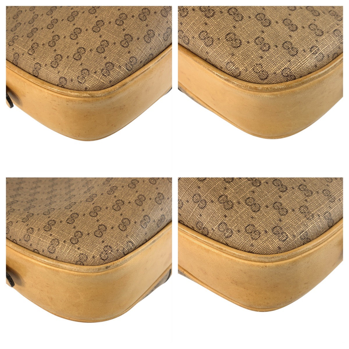 Gucci PVC Metal Old Micro GG Beige Gold Shoulder Bag