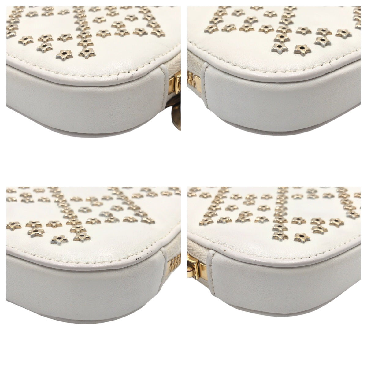 Dior Shoulder Bag Goldmetal Lady Leather White