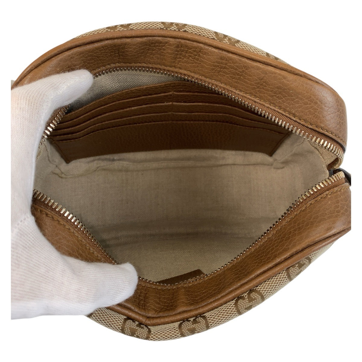 Gucci GG Metal Canvas Brown Gold Shoulder Bag