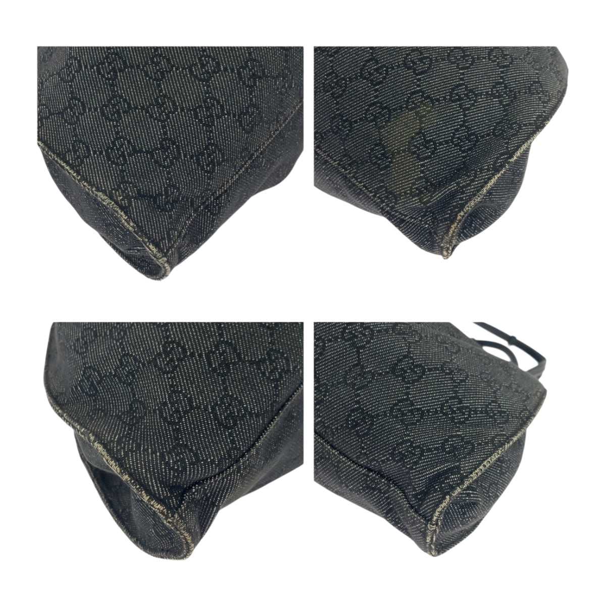 Gucci GG Metal Canvas Black Gold Grey Handbag