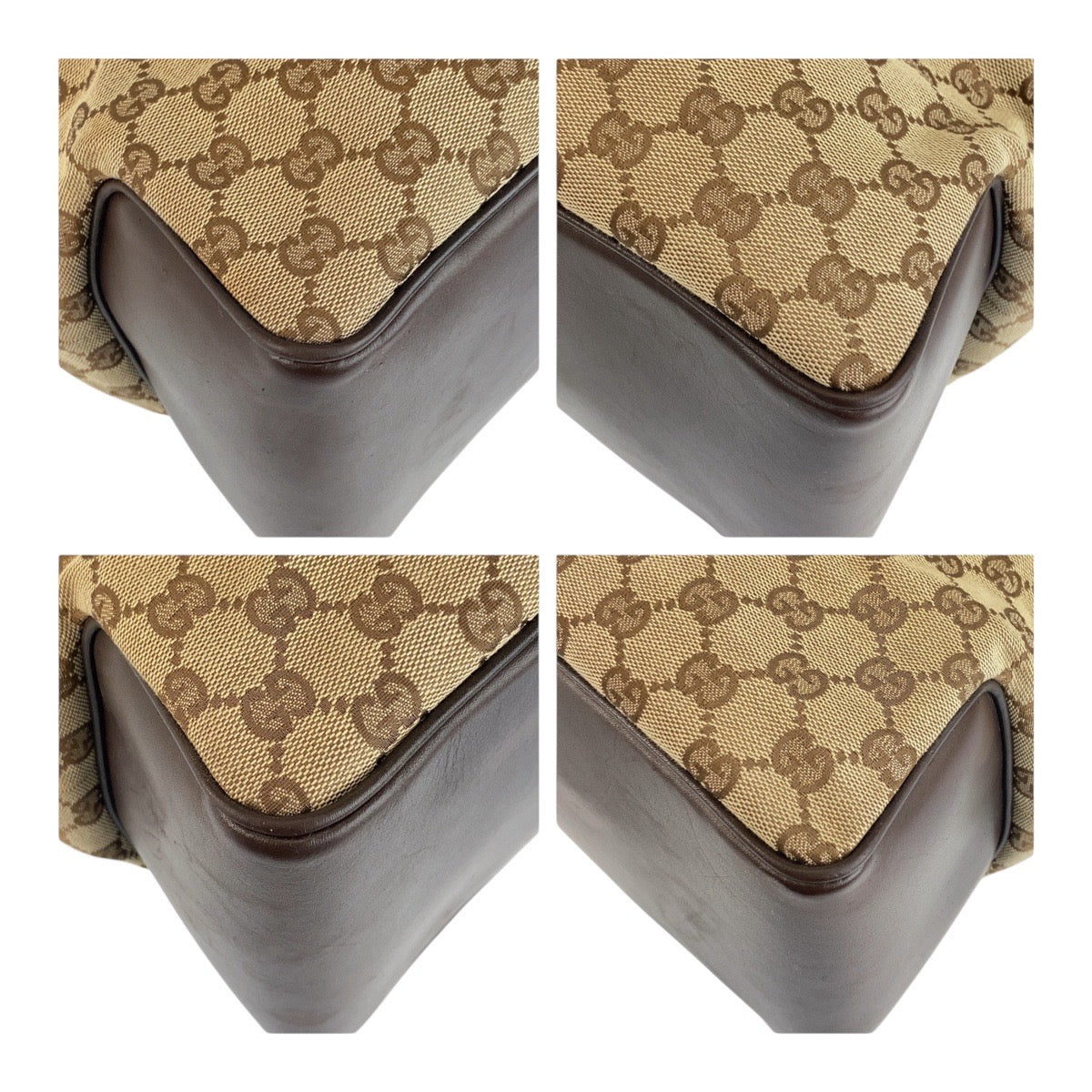 Gucci GG Metal Canvas Brown Beige Gold Tote Bag