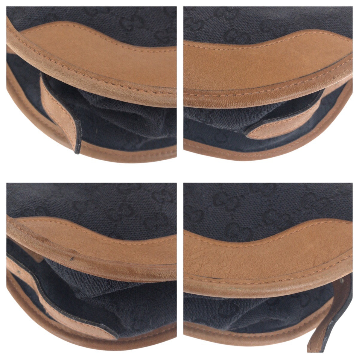 Gucci Old Shoulder Bag Leather Canvas