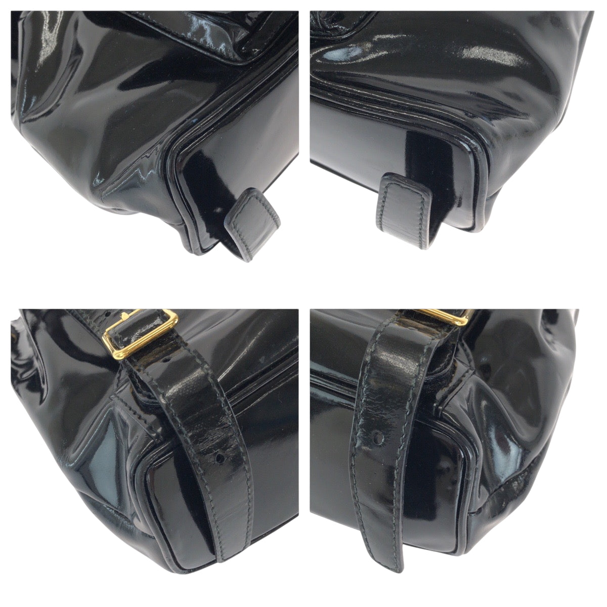 Gucci Backpack 003 GoldMetal Bamboo Leather Patent Black