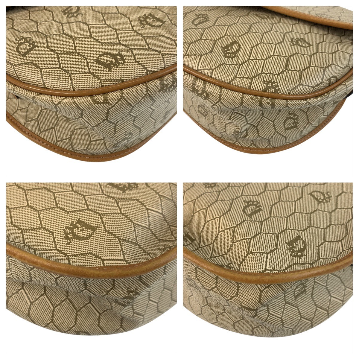 Dior Christian Shoulder Bag Pvc Metal Honeycomb Pattern Brown Beige