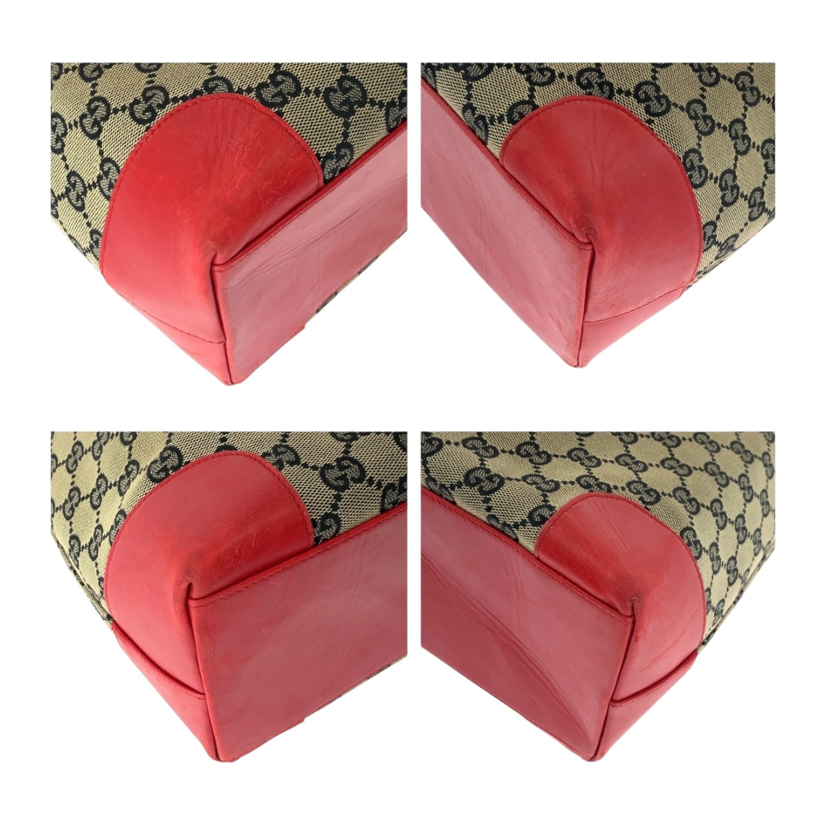 Gucci 002 GG Canvas Beige Red Tote Bag