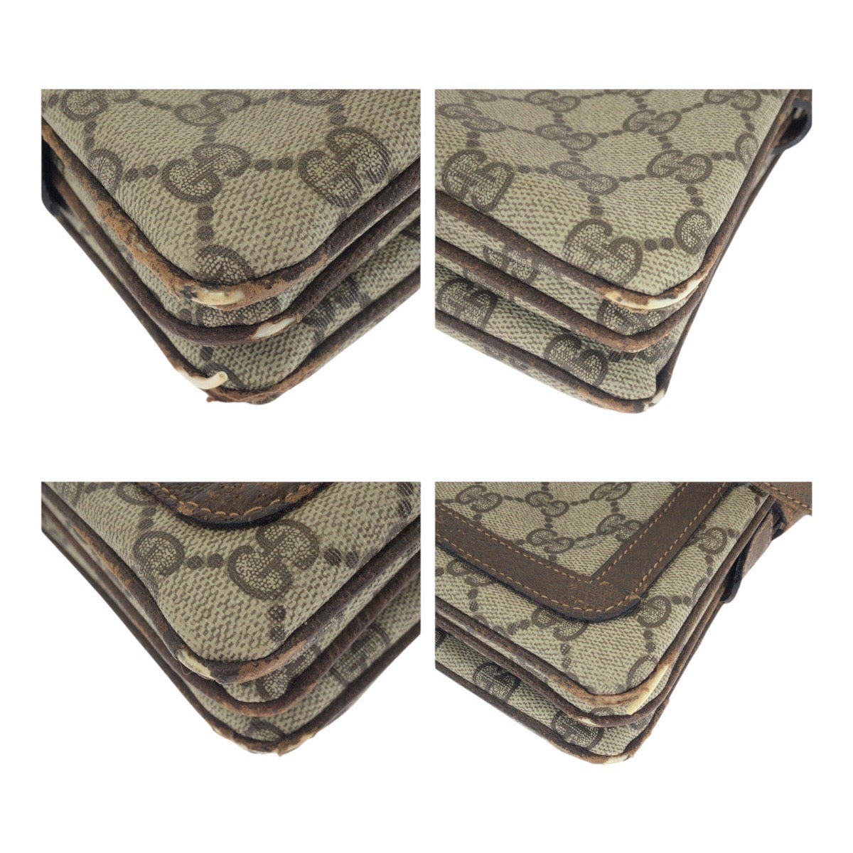 Gucci 010ã»378 GG Supreme Metal Old Canvas Brown Beige Gold Shoulder Bag