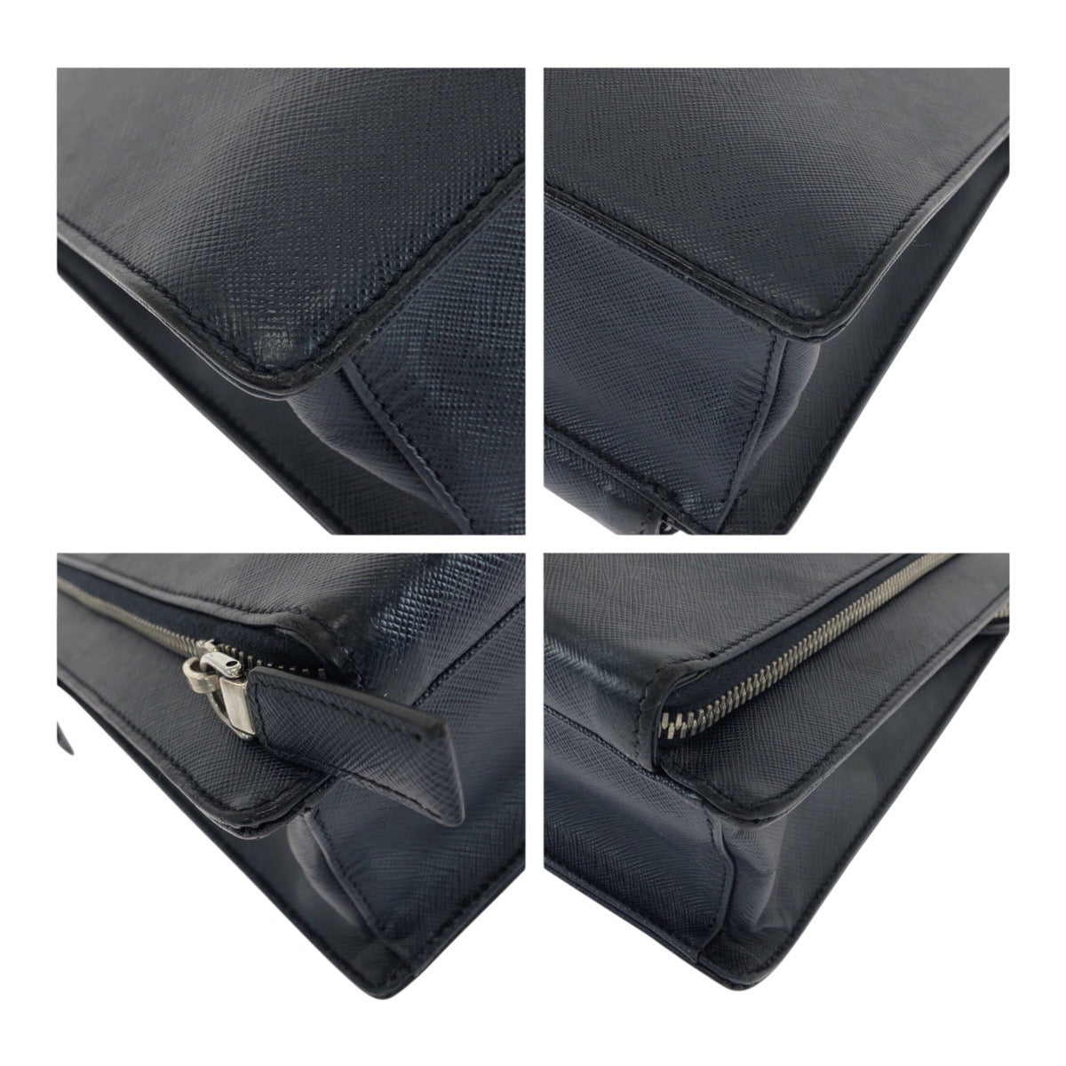Business Bag Navy Silvermetal Safiano Triangle With Leather Travel Bag