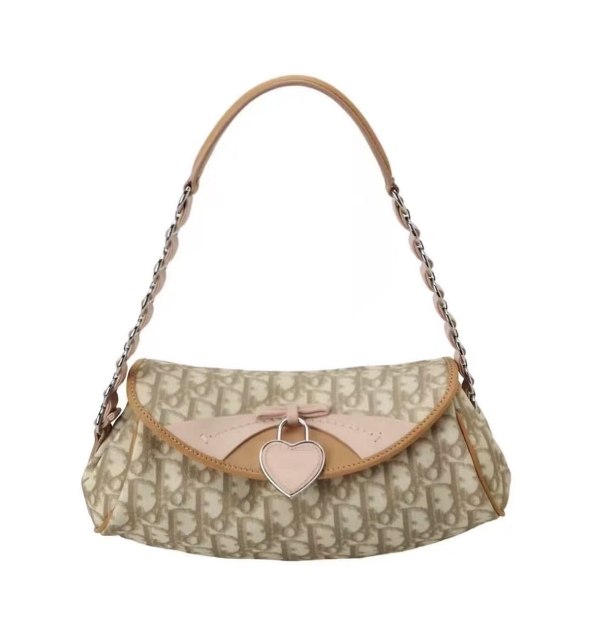 Dior Trotter Romantique Heart Shoulder Bag Canvas Pink