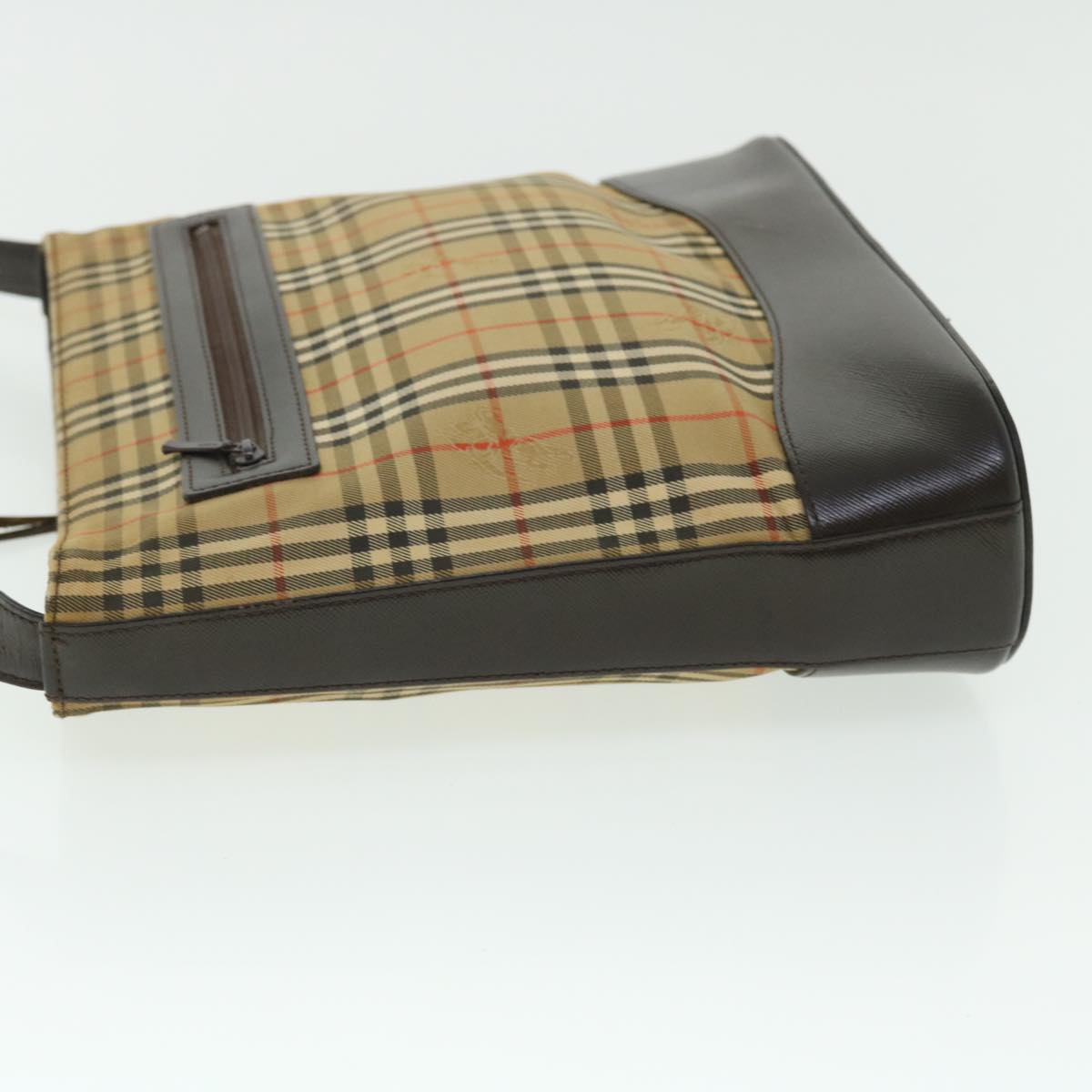 Burberry Luxury Nova Check Shoulder Bag Auth Leather Canvas Brown