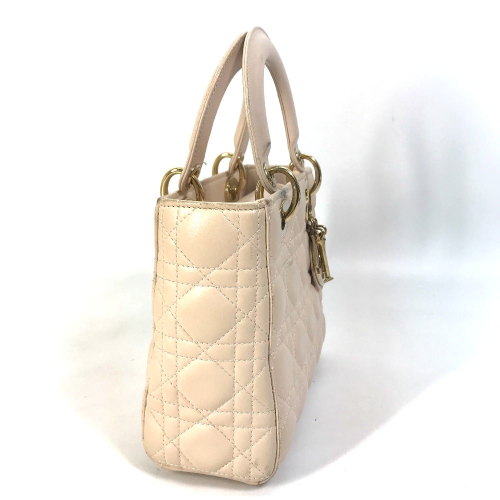 Dior Handbag Shoulder Bag Crossbody Bag Lady Women Leather Beige