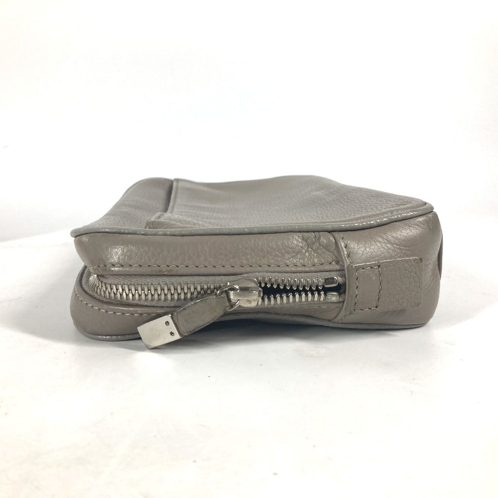 Dior Business Bag Gray Pouch Mens Leather Logo Travel Bag