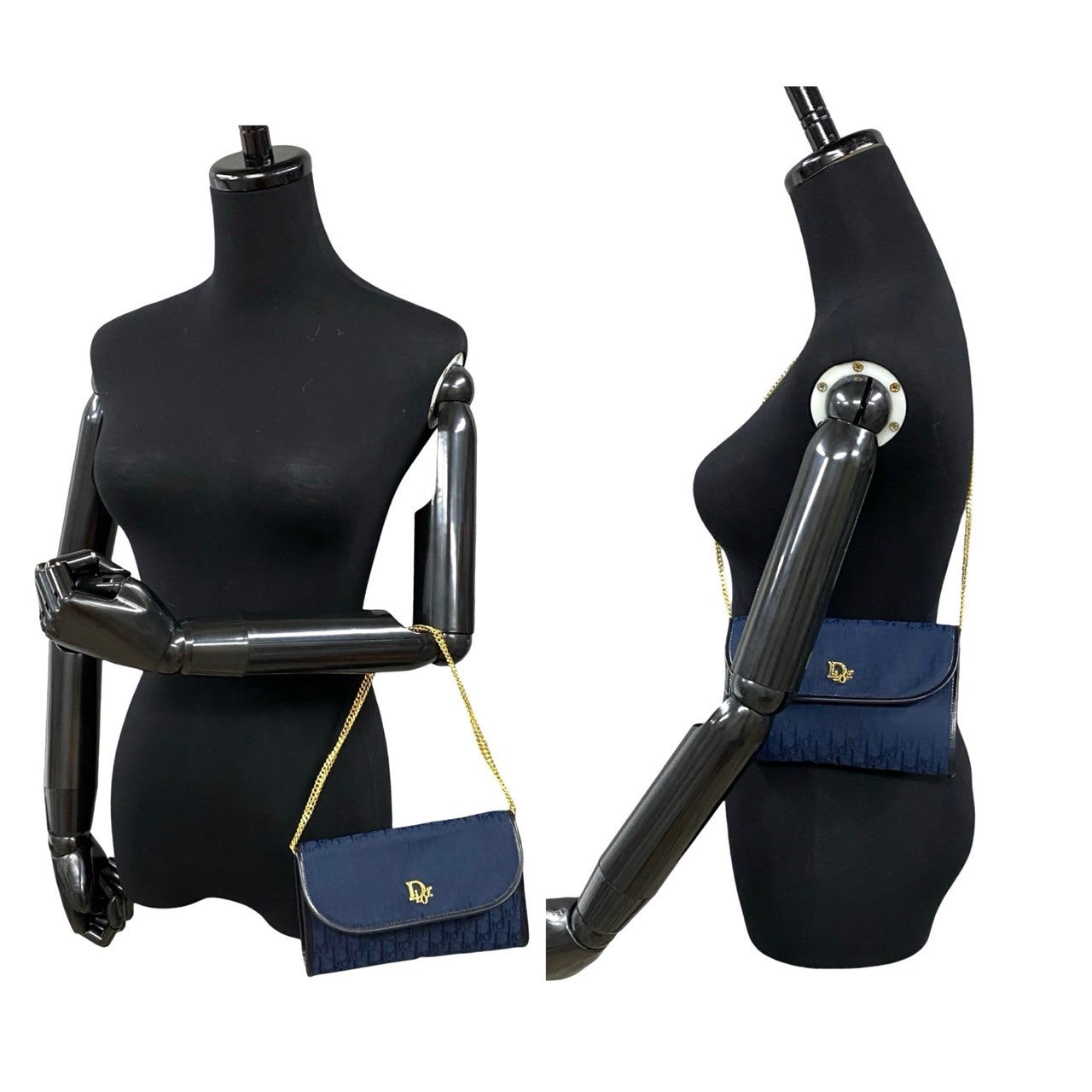 Dior Shoulder Bag , Navy Trotter Pattern Metal Leather Canvas