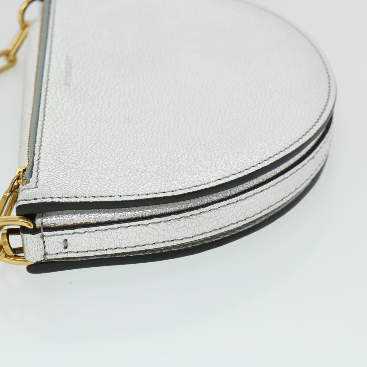 Burberry Luxury Olympia Shoulder Bag Auth Leather Silver Chain