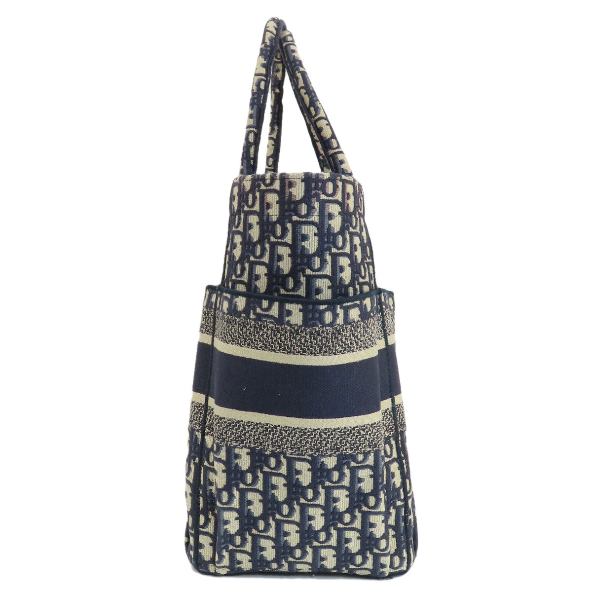 Dior Christian Tote Bag Navy Trotter Pattern Women Canvas