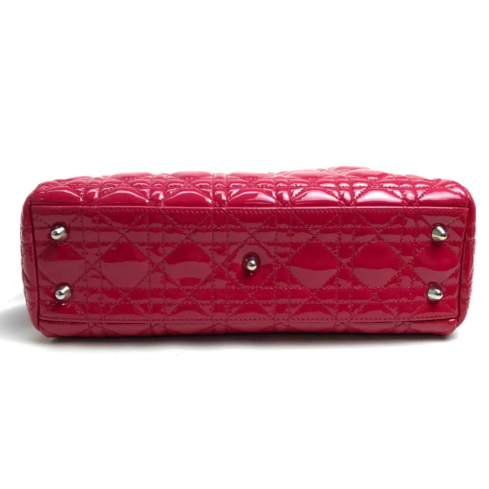 Dior Handbag Patent Type Cannage Soft Enamel Lady Leather Pink Travel Bag