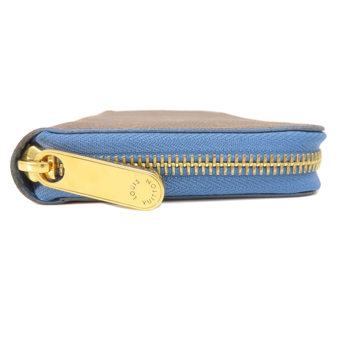 Louis Vuitton Long Purse M63894 Zippy Jean Monogram Canvas Brown Blue Wallet Case