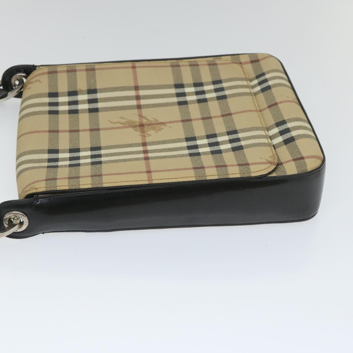 Burberry Luxury ss Nova Check Shoulder Bag Pvc Auth Leather Black Beige