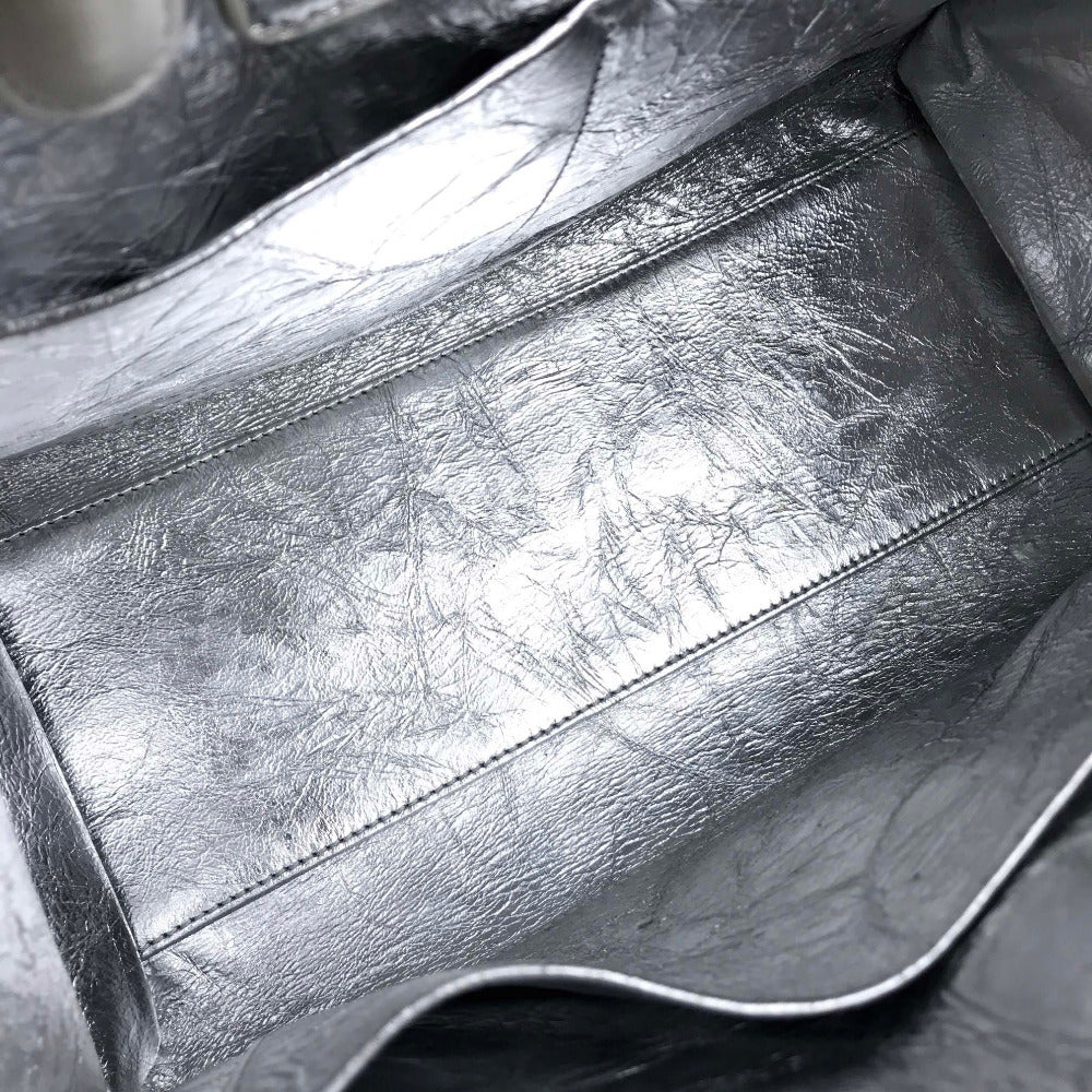 Dior Christian Handbag Metallic Women Leather Silver Travel Bag