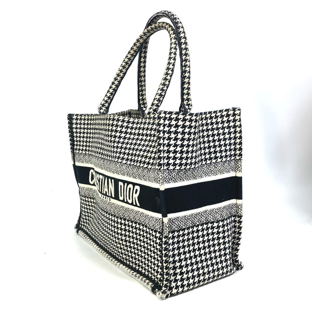 Dior Tote Bag M Ztqt M Houndstooth Book Canvas Black