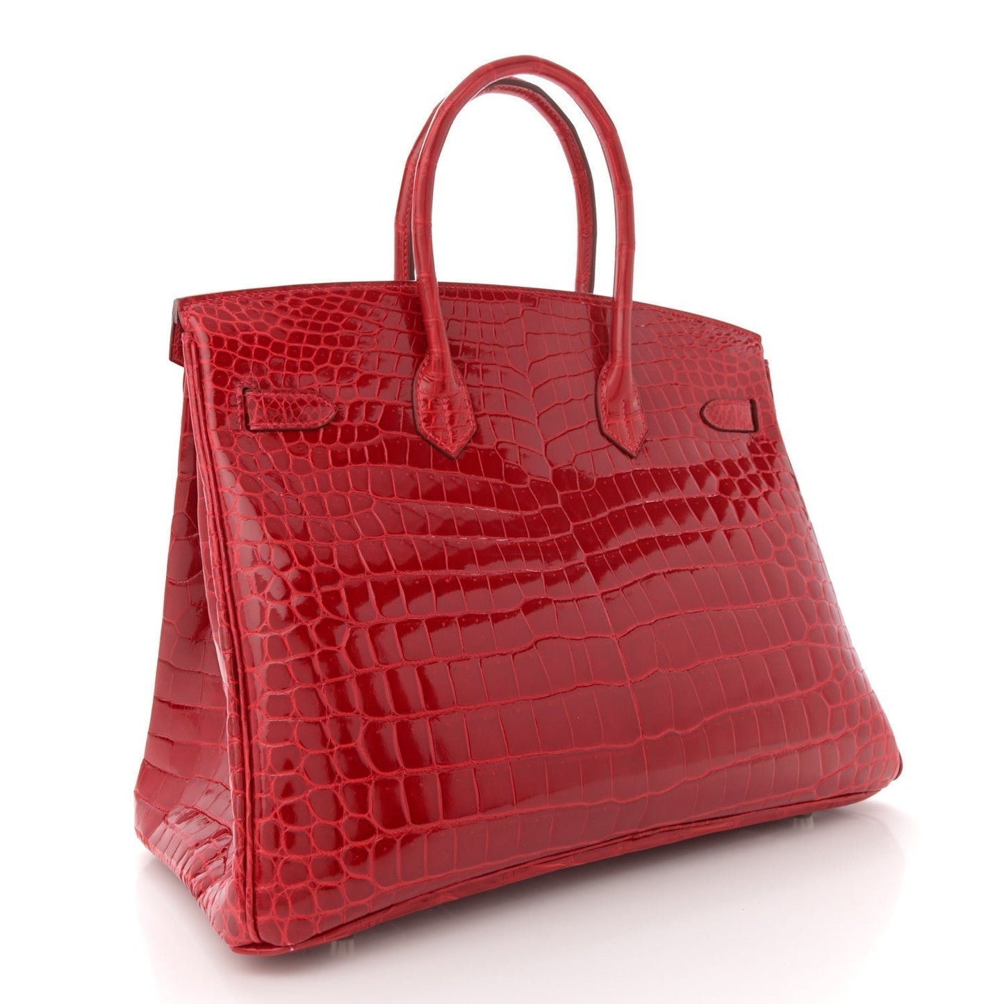 Hermes Shiny Porosus Crocodile Birkin Rouge Cas Ue Handbag Travel Bag