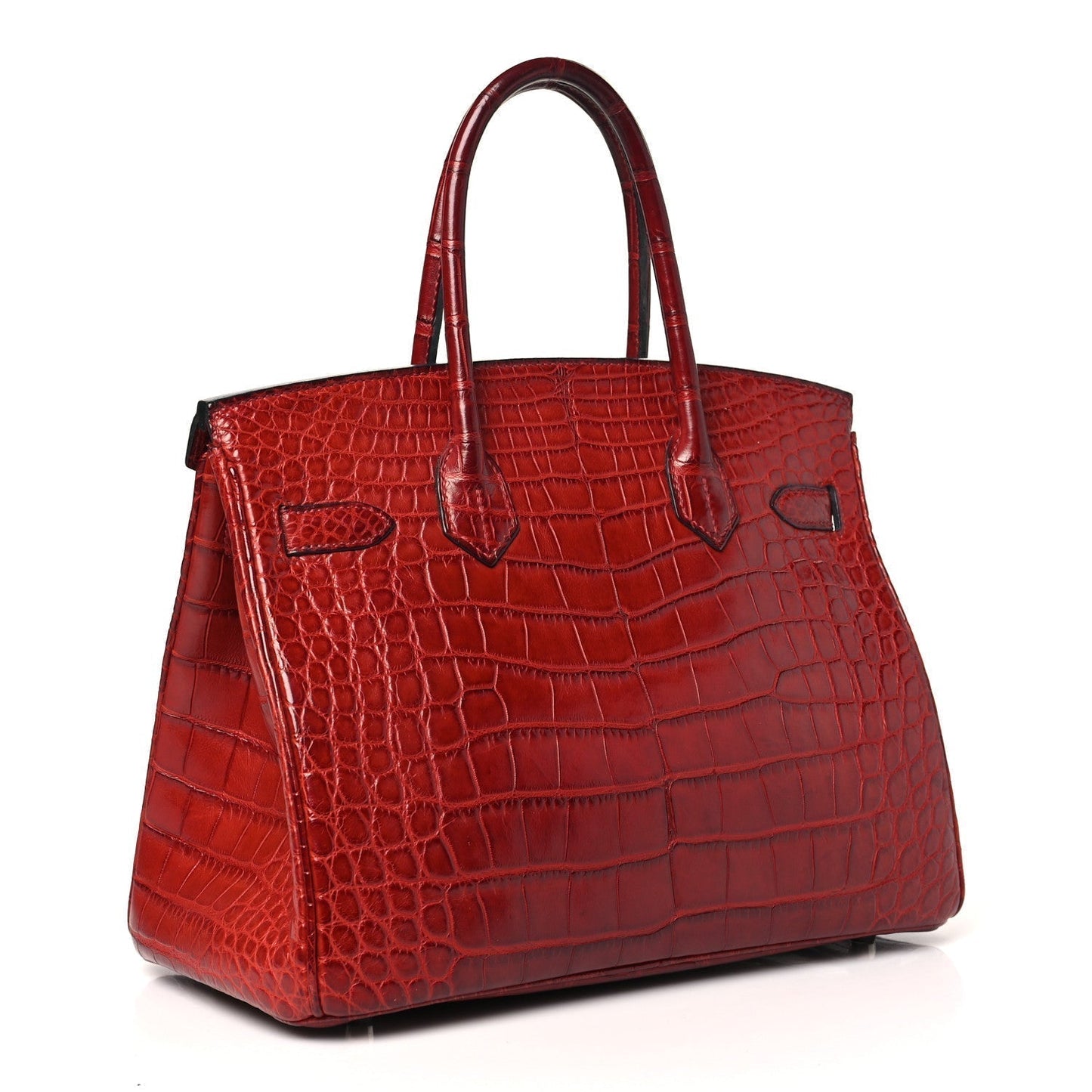 Hermes Matte Alligator Birkin Rouge Handbag Travel Bag