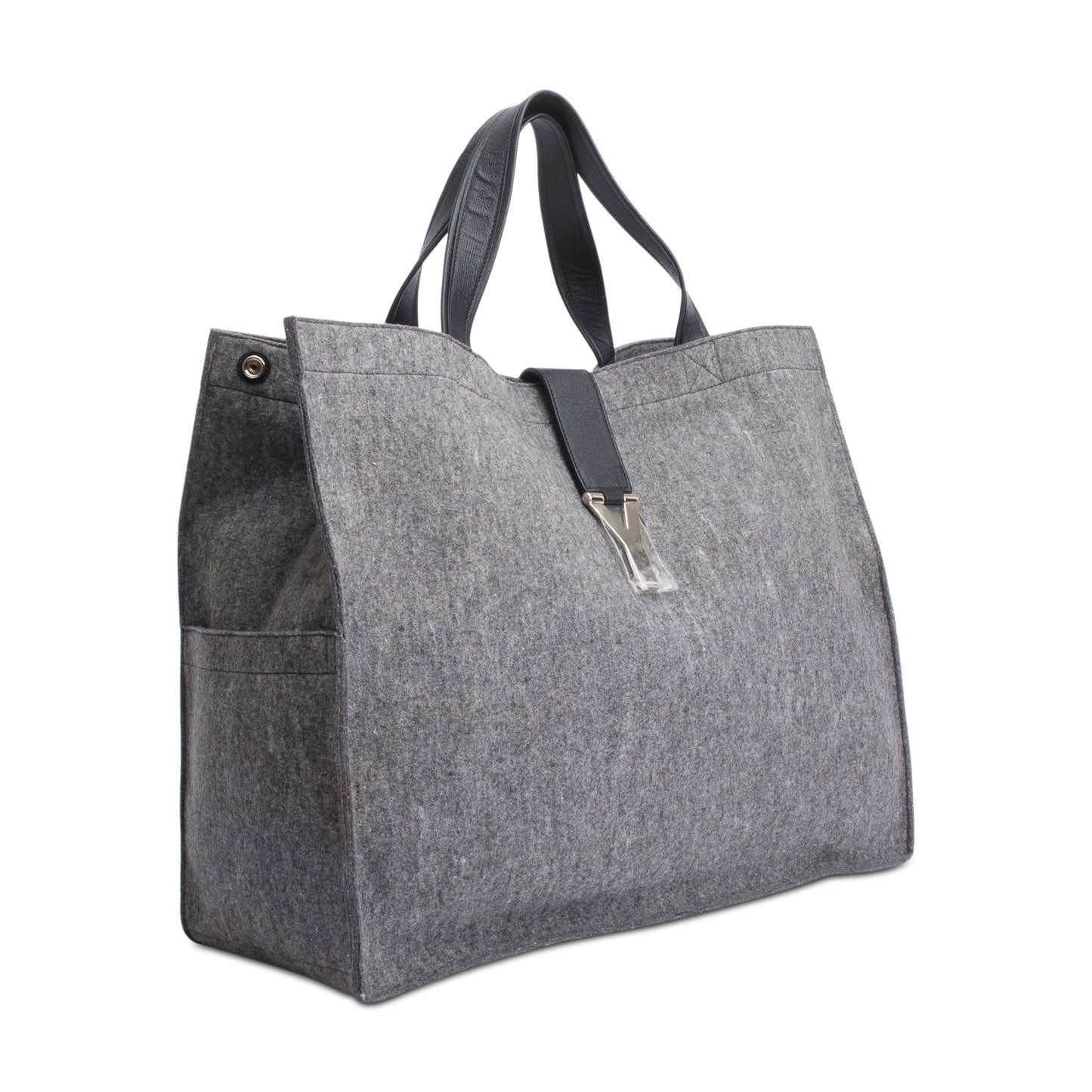 YSL Saint Laurent Grey Wool Tote Tote Bag