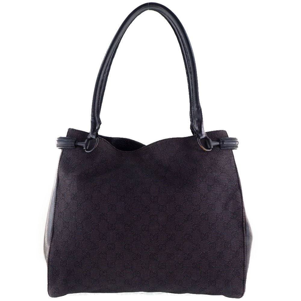 Gucci GG Leather Canvas Black Tote Bag