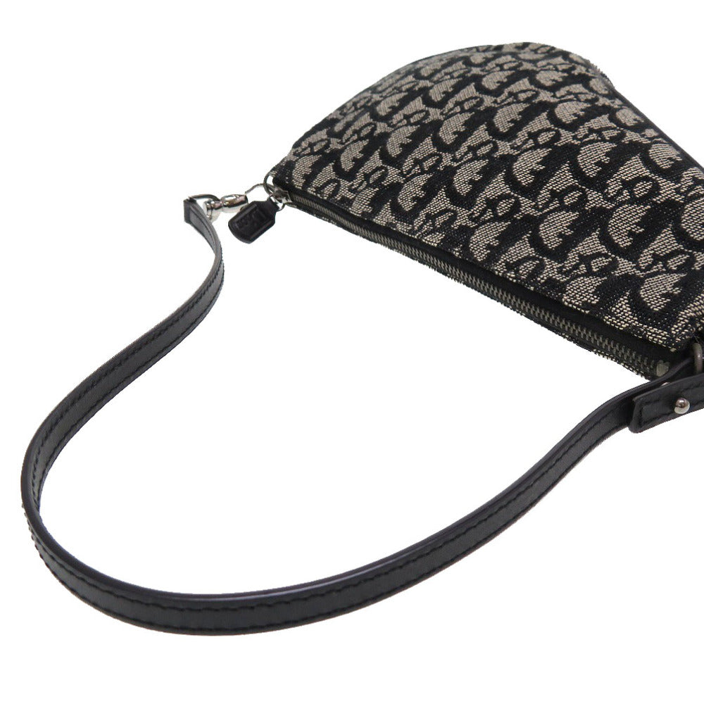 Dior Christian Pouch Saddle Pouch Trotter Women Handbag Canvas Black Travel Bag