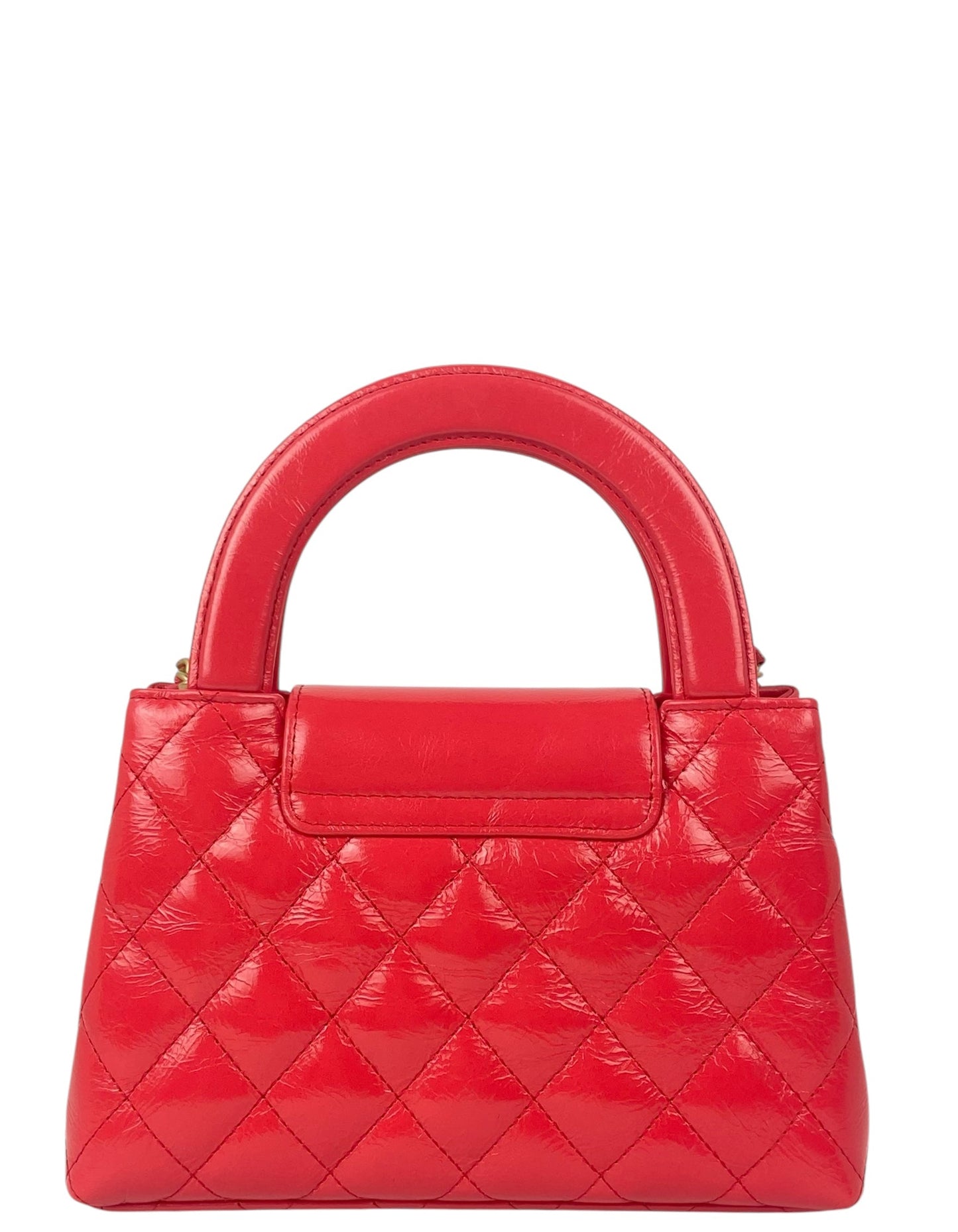 Chanel ' Red Calfskin Quilted Nano Kelly Shopper Bag