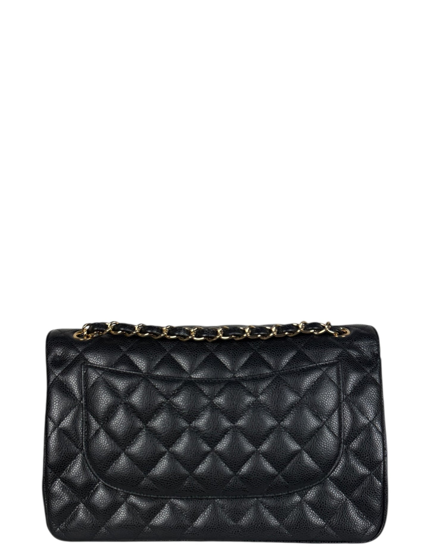 Black Caviar Leather Double Flap Jumbo Classic