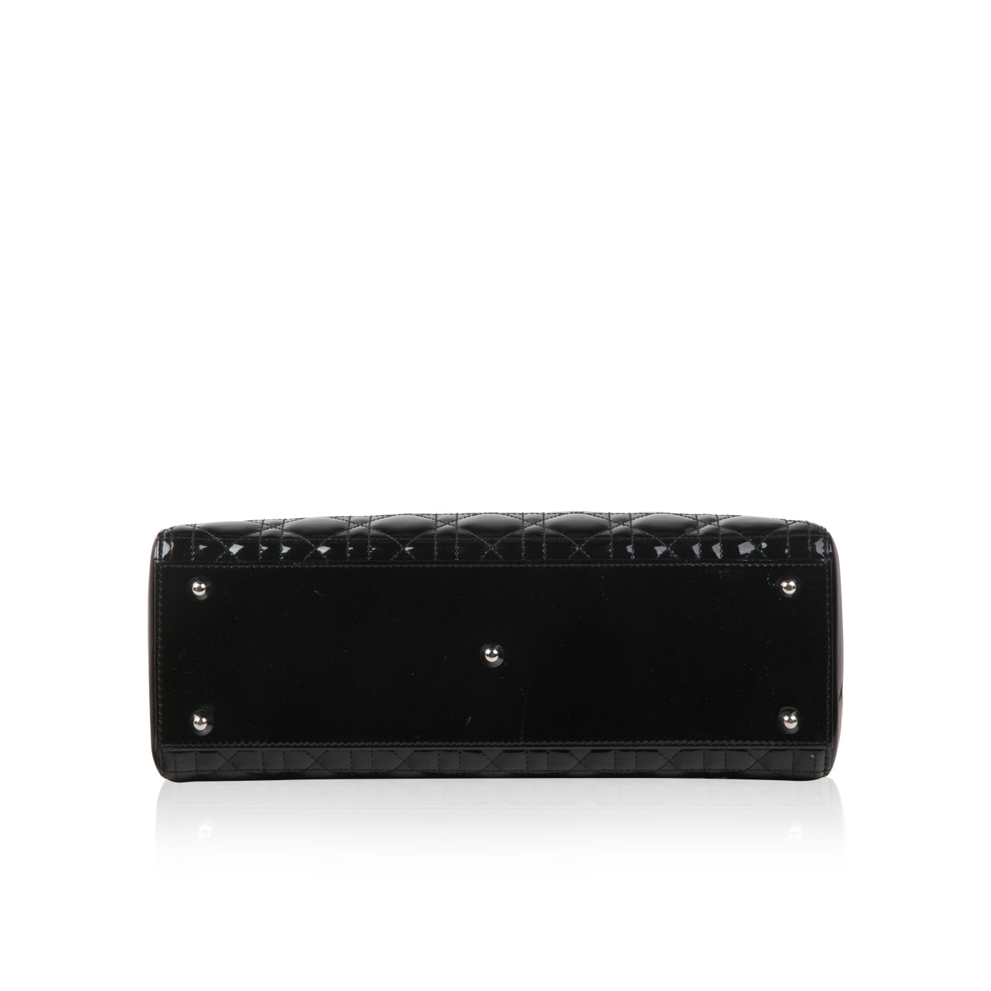 Dior Christian Lady Shoulder Bag Leather Patent Black
