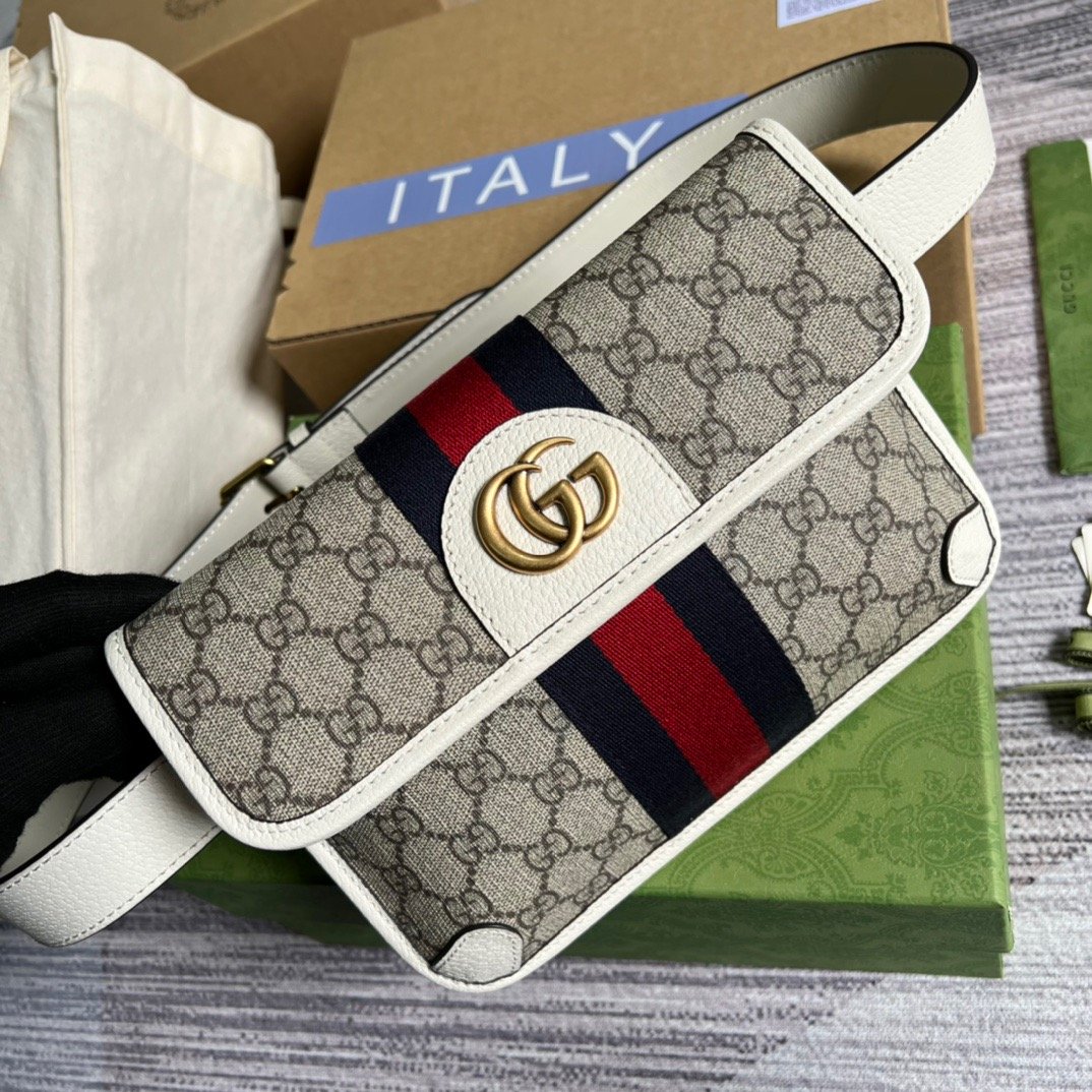 gg Ophidia Belt Ebony gg Canvas Beige Accessory
