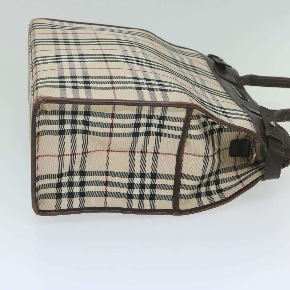 Burberry Luxury Nova Check Shoulder Bag Auth Canvas Nylon Beige