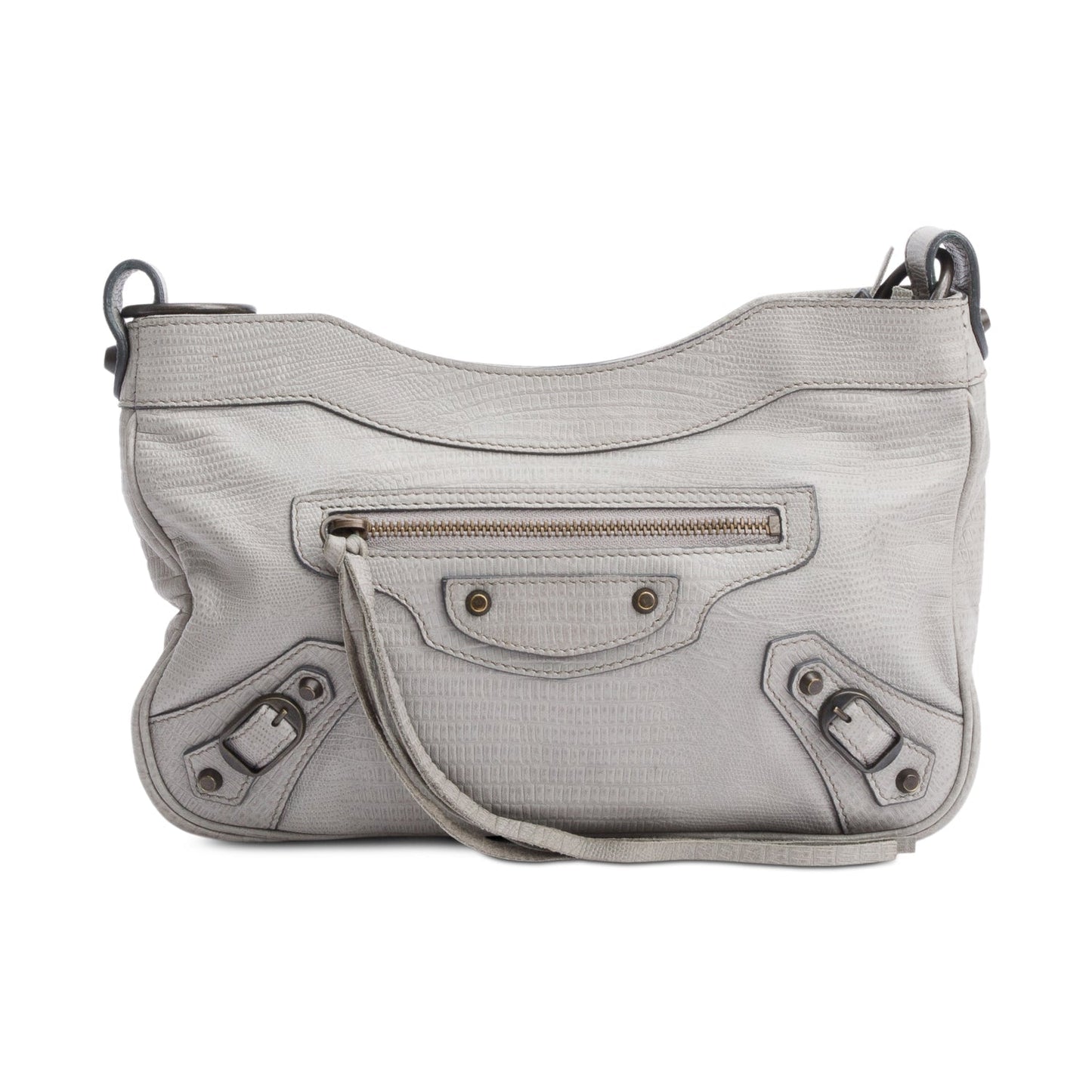 Balenciaga Grey Agneau Classic Motorcycle Hip Crossbody Leather Crossbody Bag