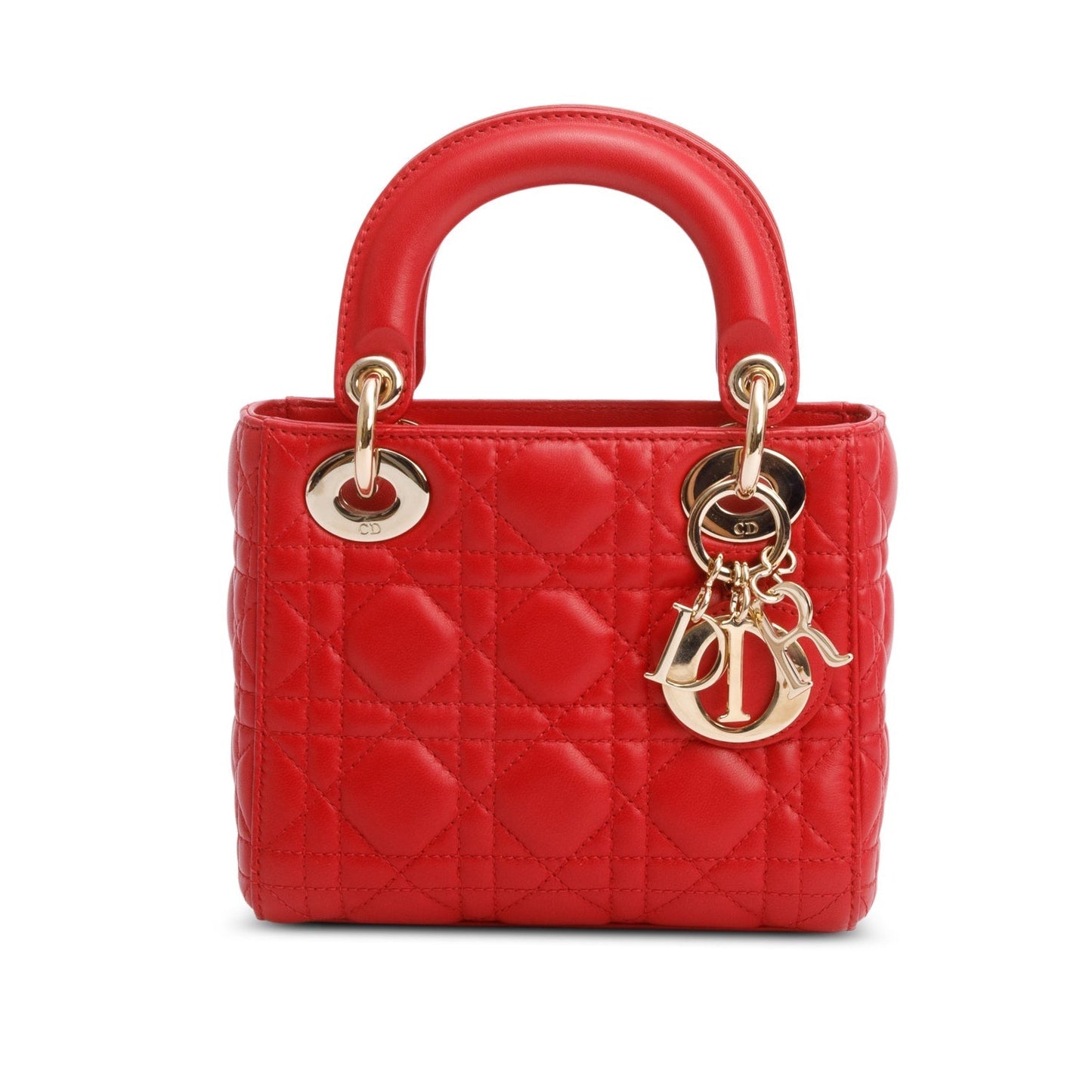 Dior Christian Cannage Lady Bag Leather Red Travel Bag