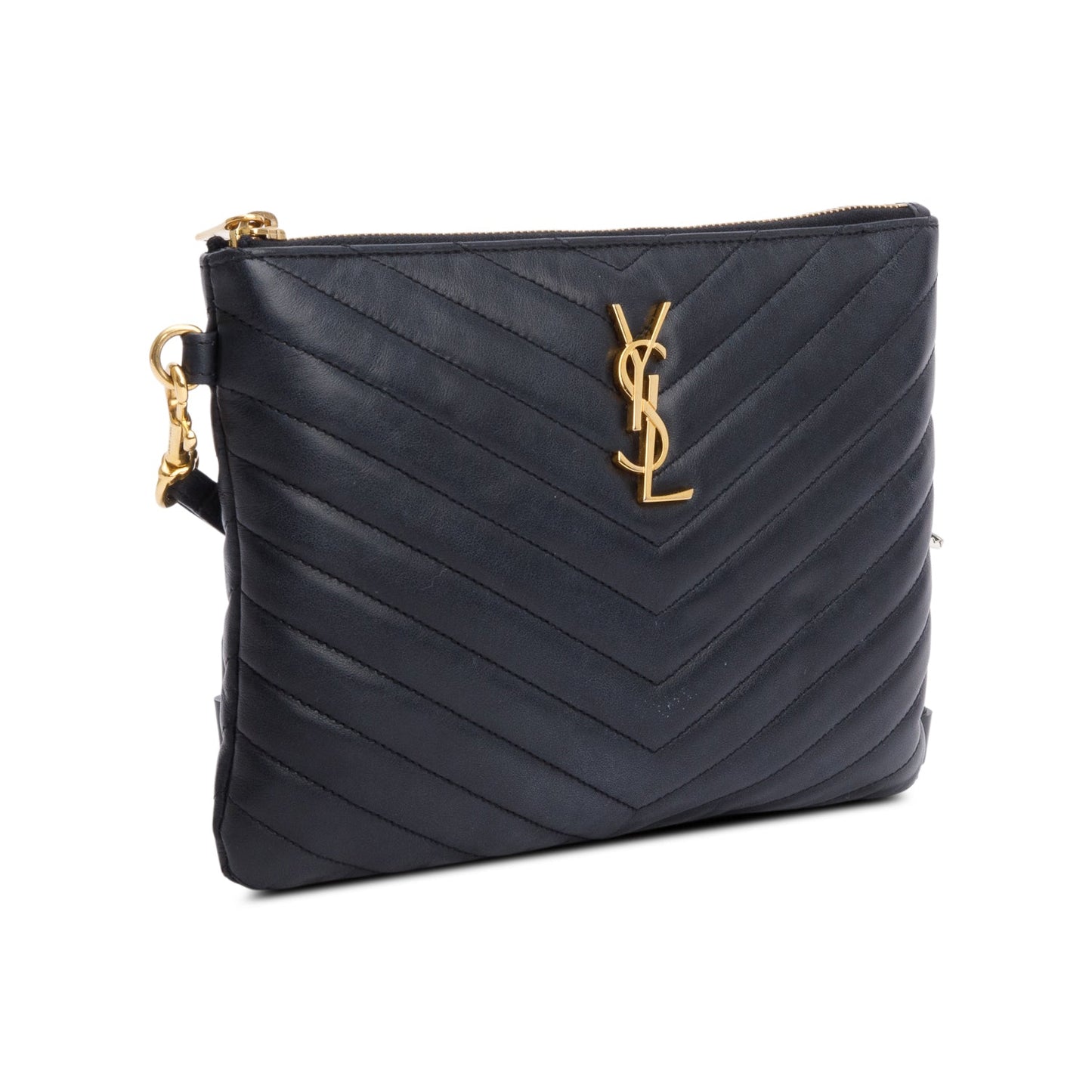 YSL Saint Laurent Cassandre Pouch Travel Bag Leather Matelasse
