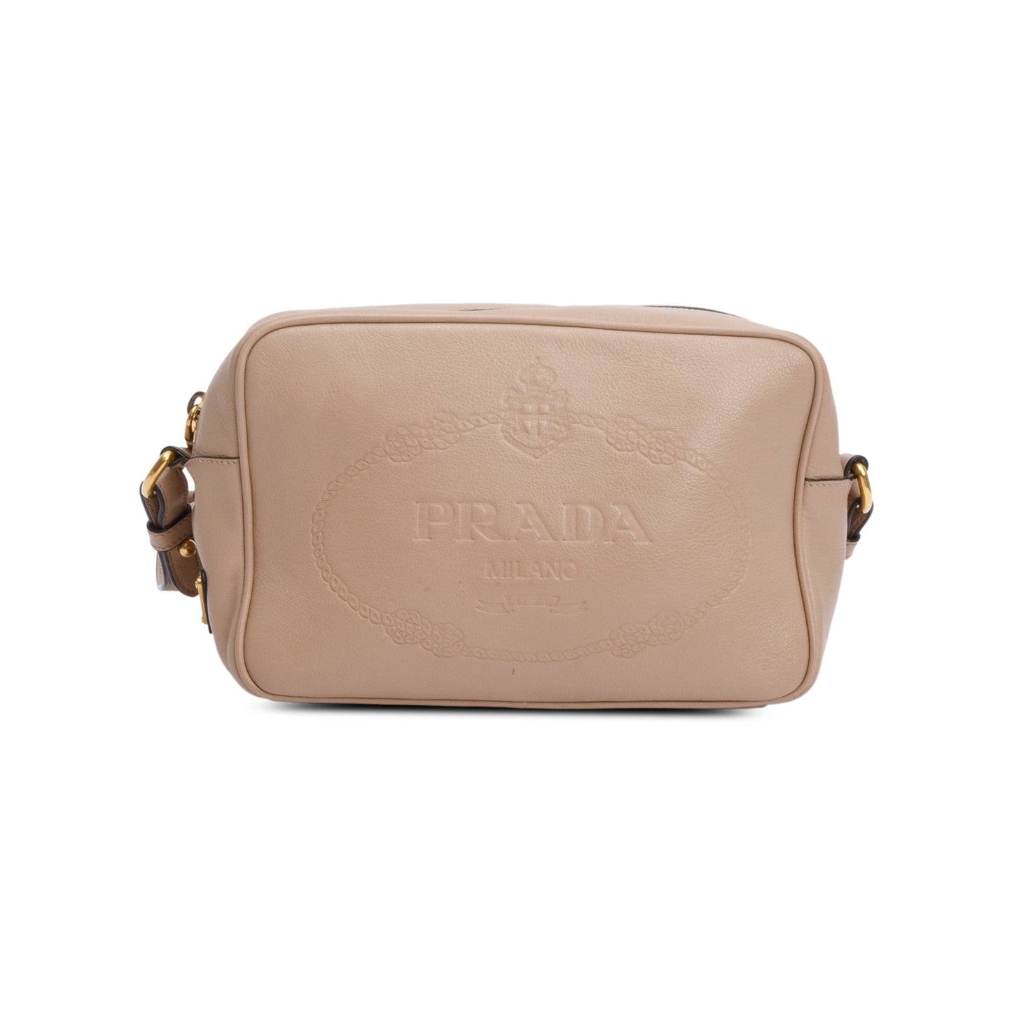 Prada Glace Calf Camera Crossbody Bag Leather Beige