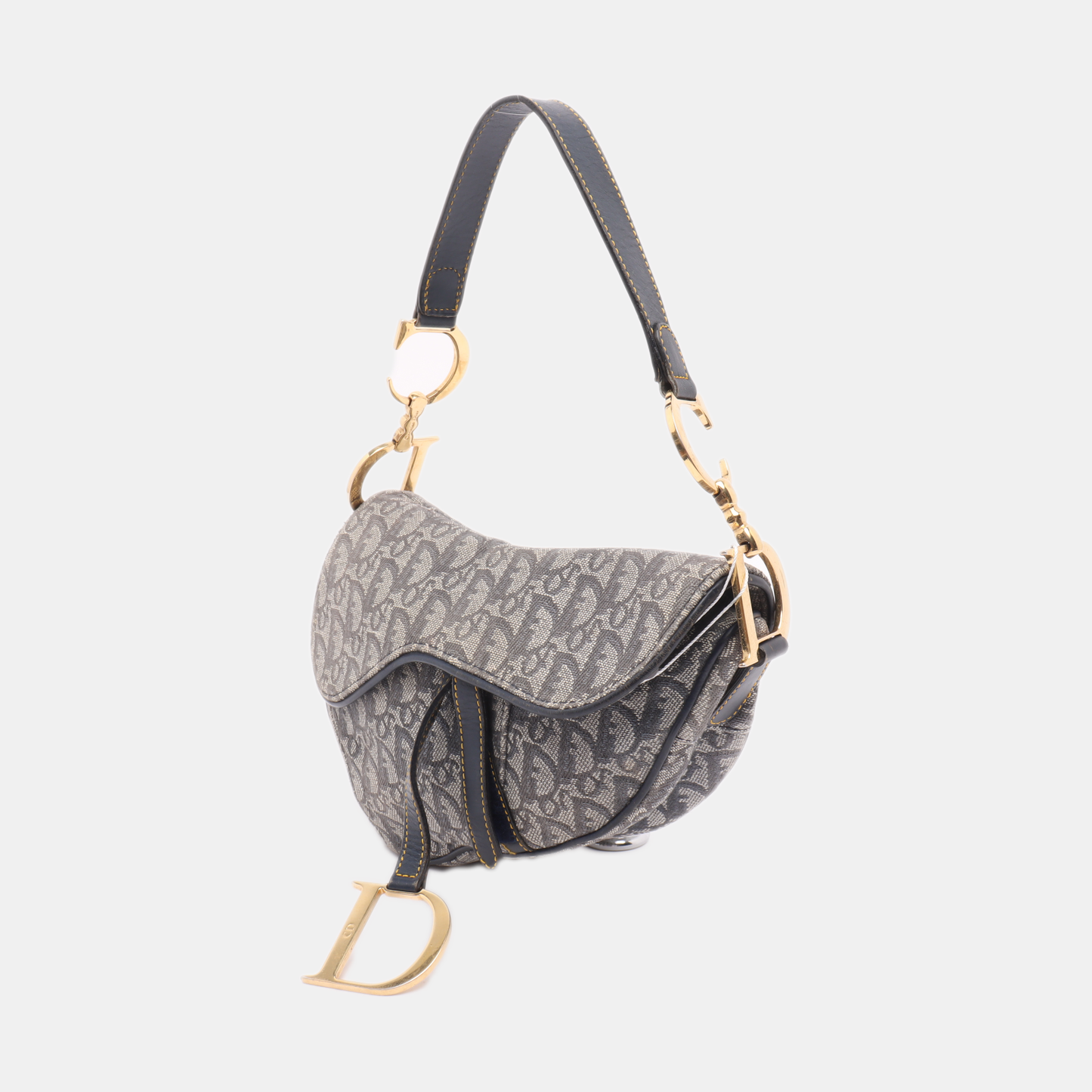 Dior Saddle Navy Oblique With Multicolor Silk Lining Travel Bag