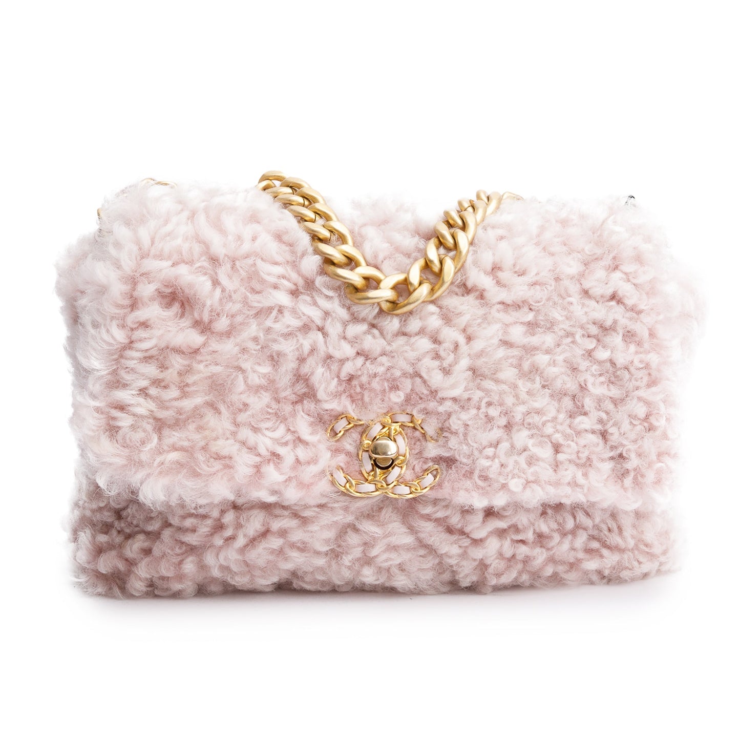 Chanel Shearling 19 Flap Pink Travel Bag