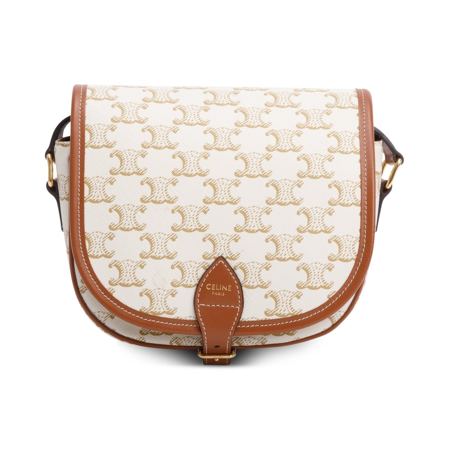 Celine Triomphe And Calfskin Medium Folco Crossbody Bag Leather Canvas