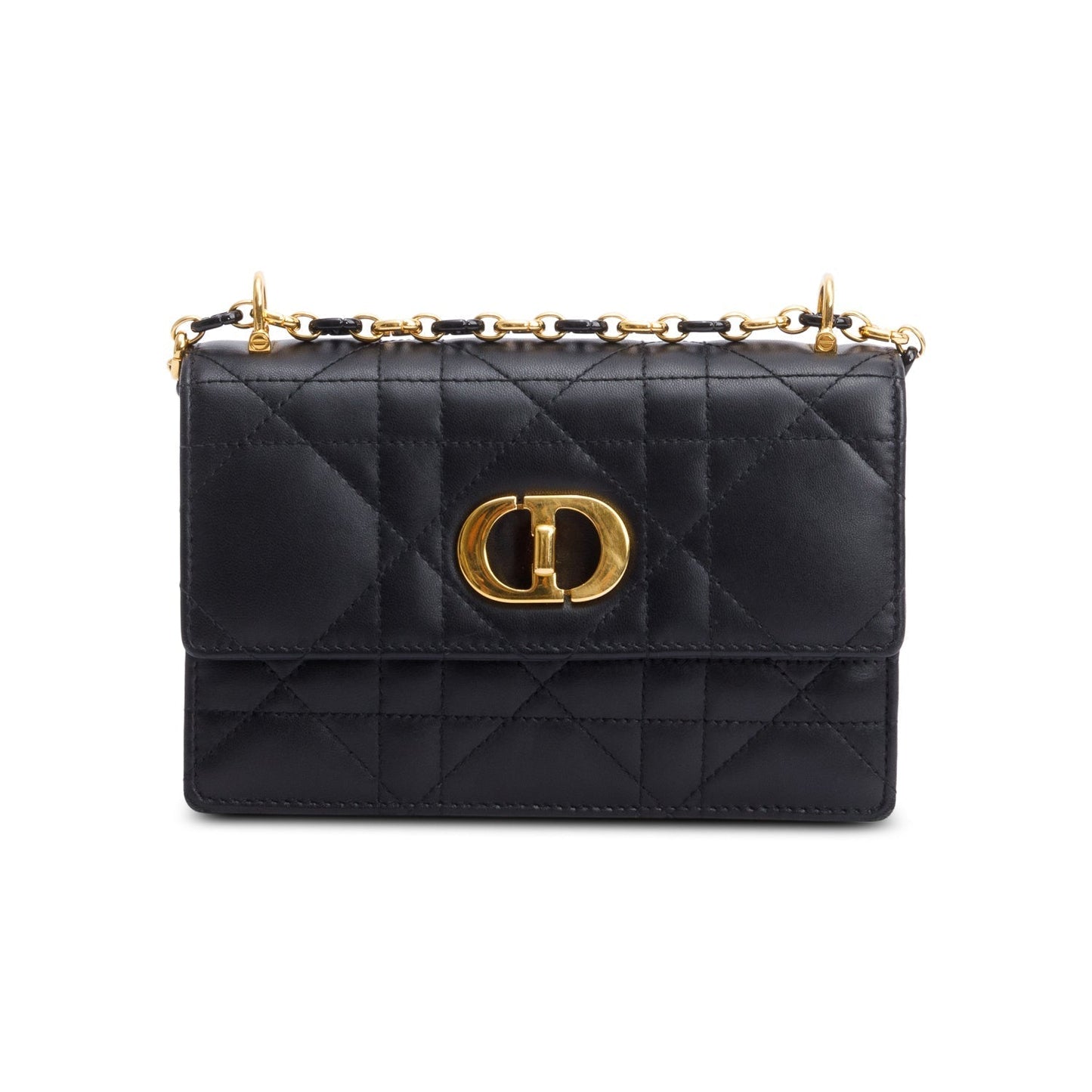 Dior Christian Macrocannage Lambskin Miss Caro Bag Leather Black Travel Bag