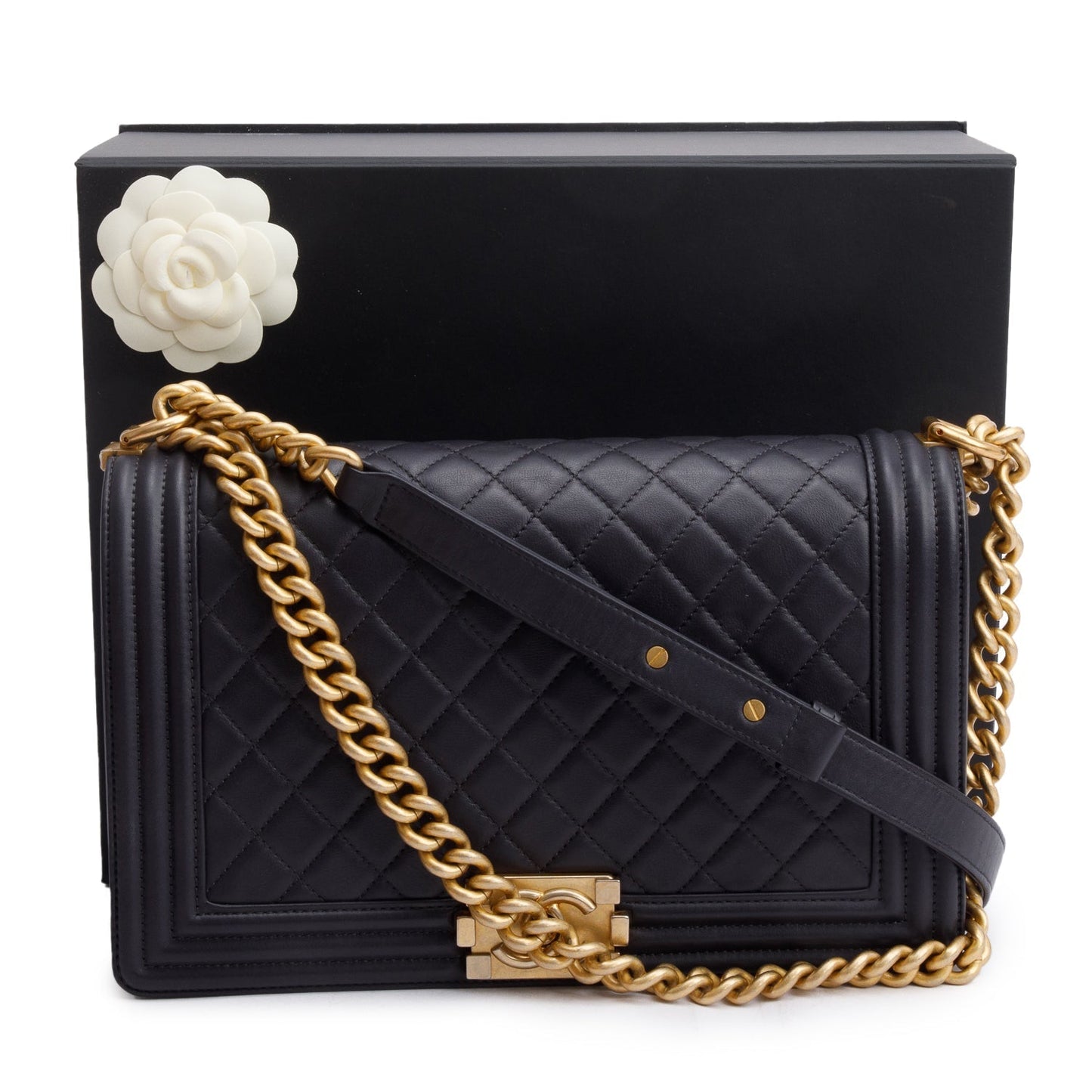 Chanel Quilted Boy Leather Lambskin Black Travel Bag 8
