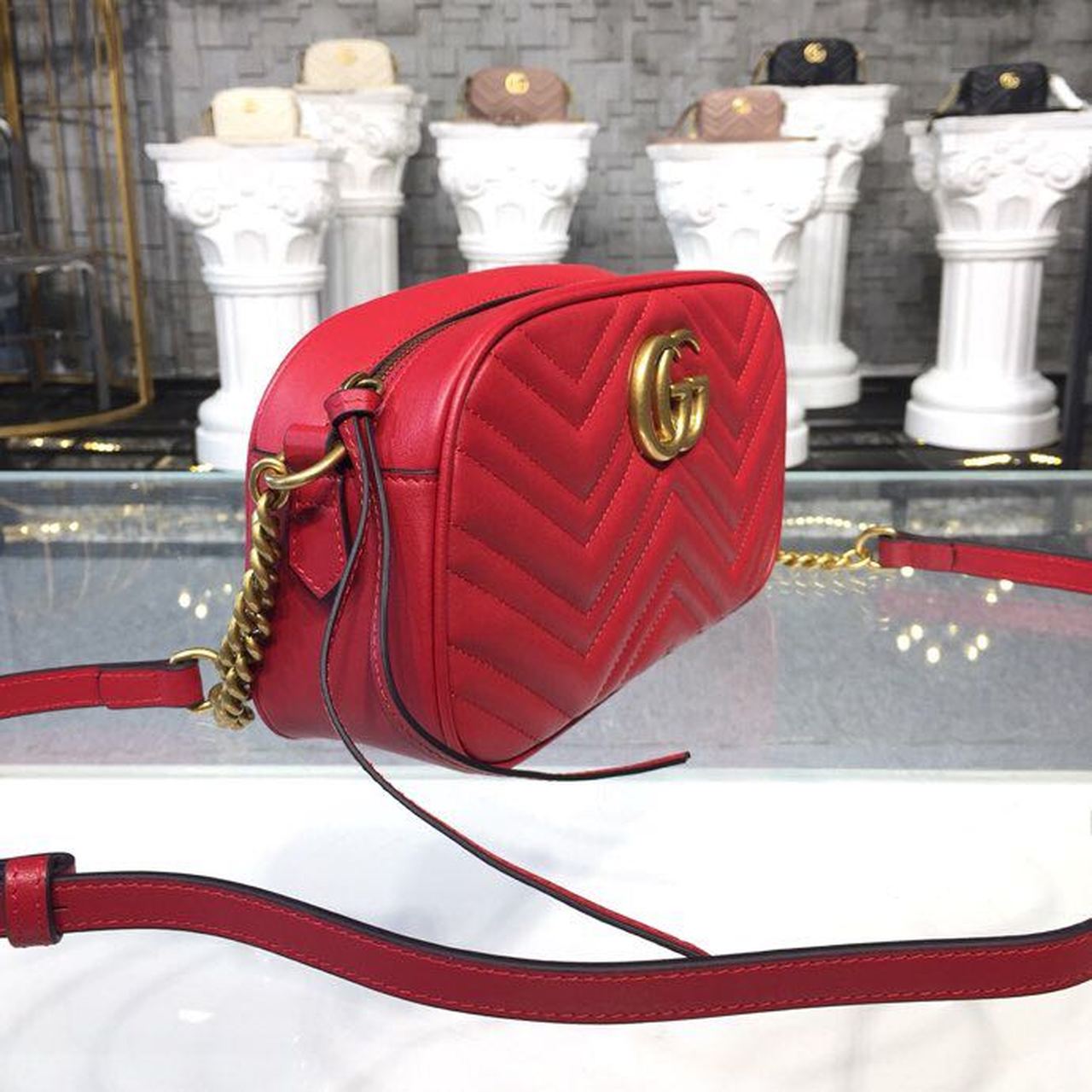 gg Marmont Matelassé Hibiscus Matelassé Red Small Shoulder Bag Beaunoirrbeaunoirr Dtd1T