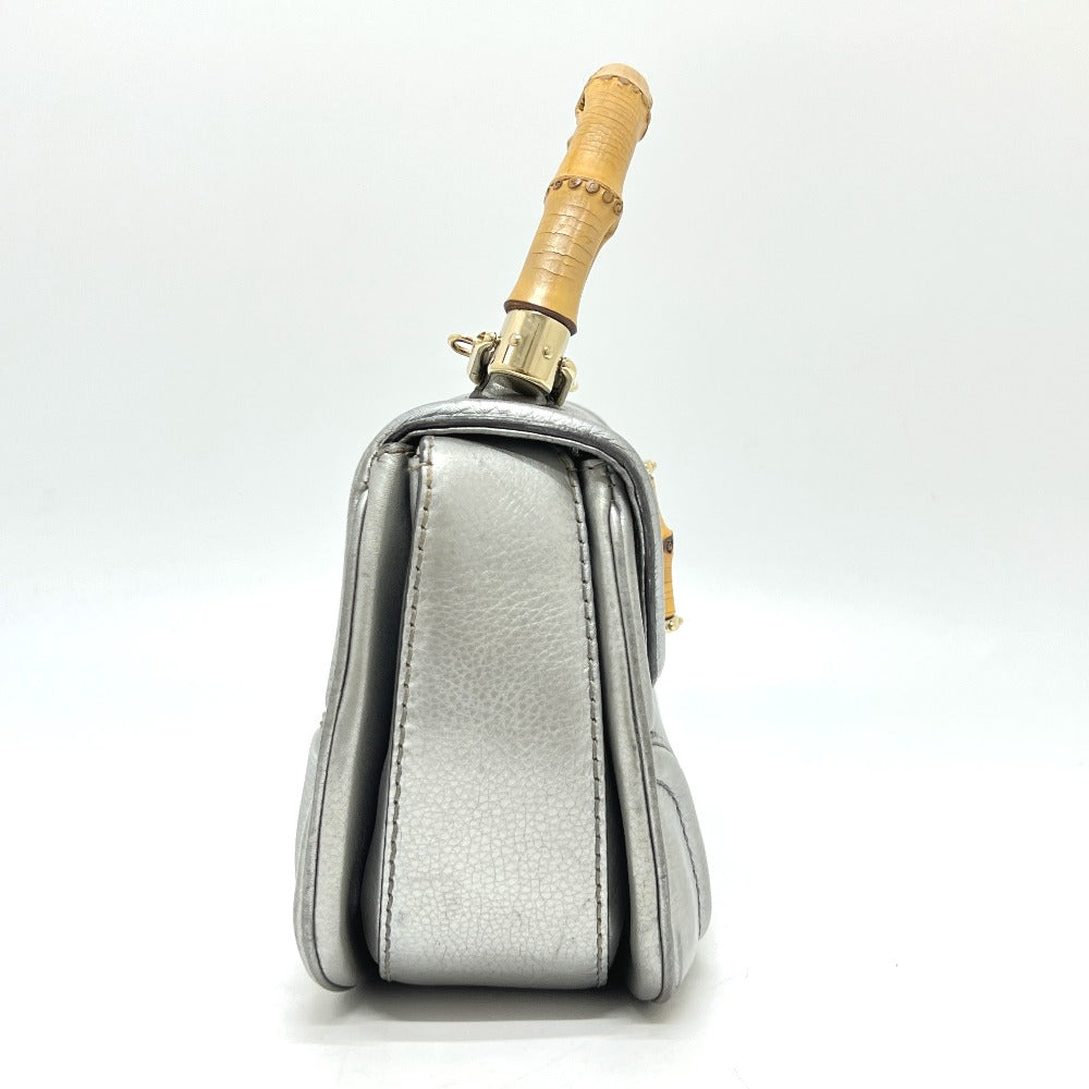 Gucci New Bamboo Leather Silver Handbag
